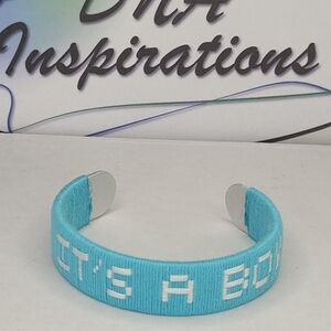 Handmade Embroidered Light Blue "It's a Boy" Bracelet